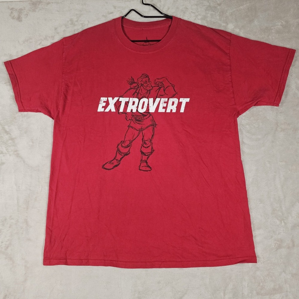 Disney Parks Beauty & The Beast Gaston "Extrovert" Red Graphic T-Shirt Adult XL